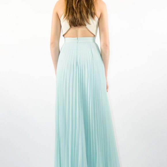 Sachons + Babi pleated dress color block blue prom formal - Picture 6 of 13